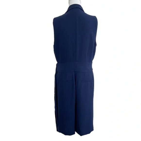 Lauren Ralph Lauren Belted Georgette Sleeveless Romper Refined Navy Size 10 - Picture 11 of 14
